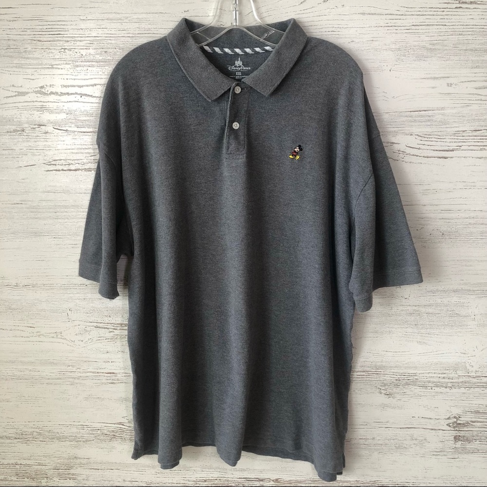 DISNEY PARKS Embroidered Mickey Mouse Short Sleeve Polo Shirt Gray XXL